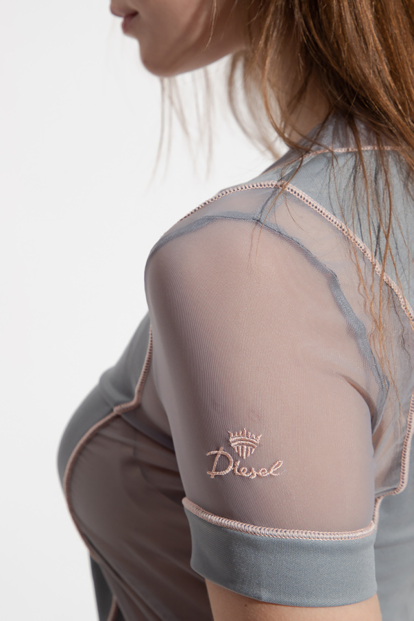 Grey 'T-INAX' top with transparent inserts Diesel